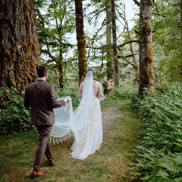 Ru de Seine Zodiac Veil - Cathedral Length Two-tier Boho Veil - Picture 2 of 5